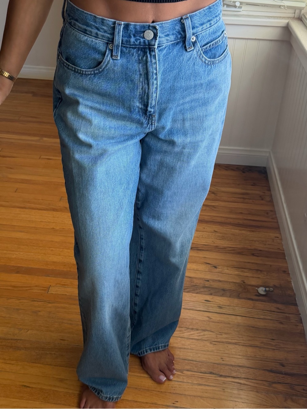 Uniqlo Light Blue Flare Wide-Leg Jeans- 100% Cotton
